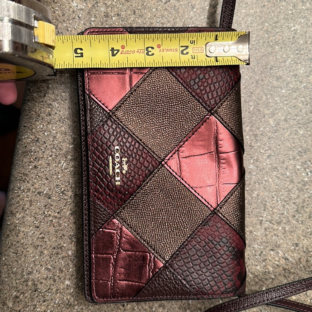 COACH Hayden Accordian Zip Metallic Ox Blood Snake Print Patchwork Wallet Clutch - Picture 10 of 14